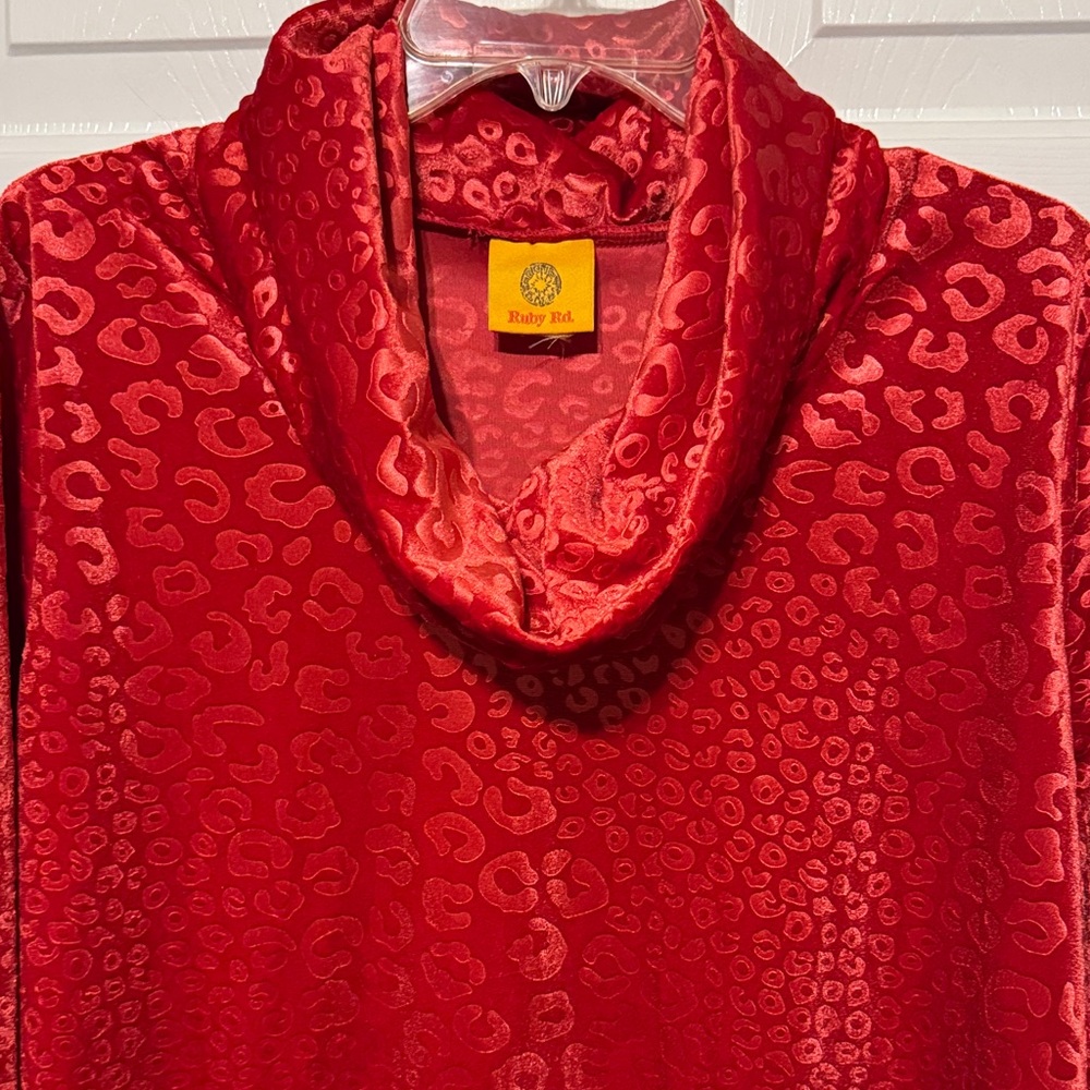 Ruby Rd. Red Cowl Neck Blouse Size Large - image 8